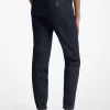 Washed Stretch Denim Cargo Jeans
