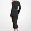 Wool Blend Belted Midi Dress