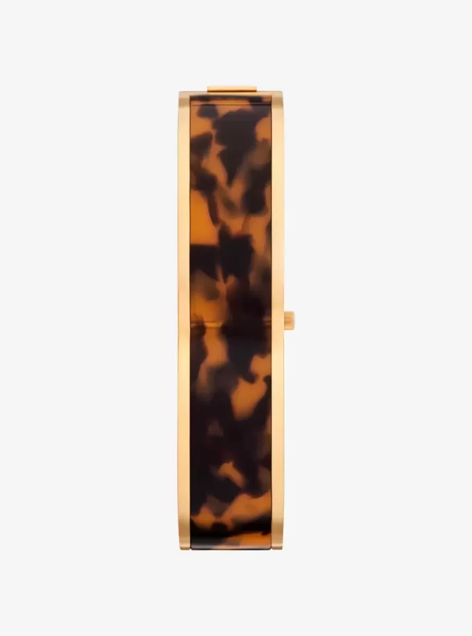Yazmeen Gold-Tone and Tortoiseshell Acetate Bangle Watch