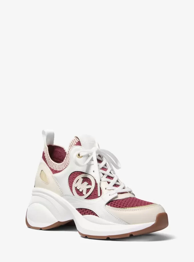 Zuma Color-Block Leather and Knit Trainer